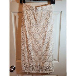 Cream lace pencil skirt